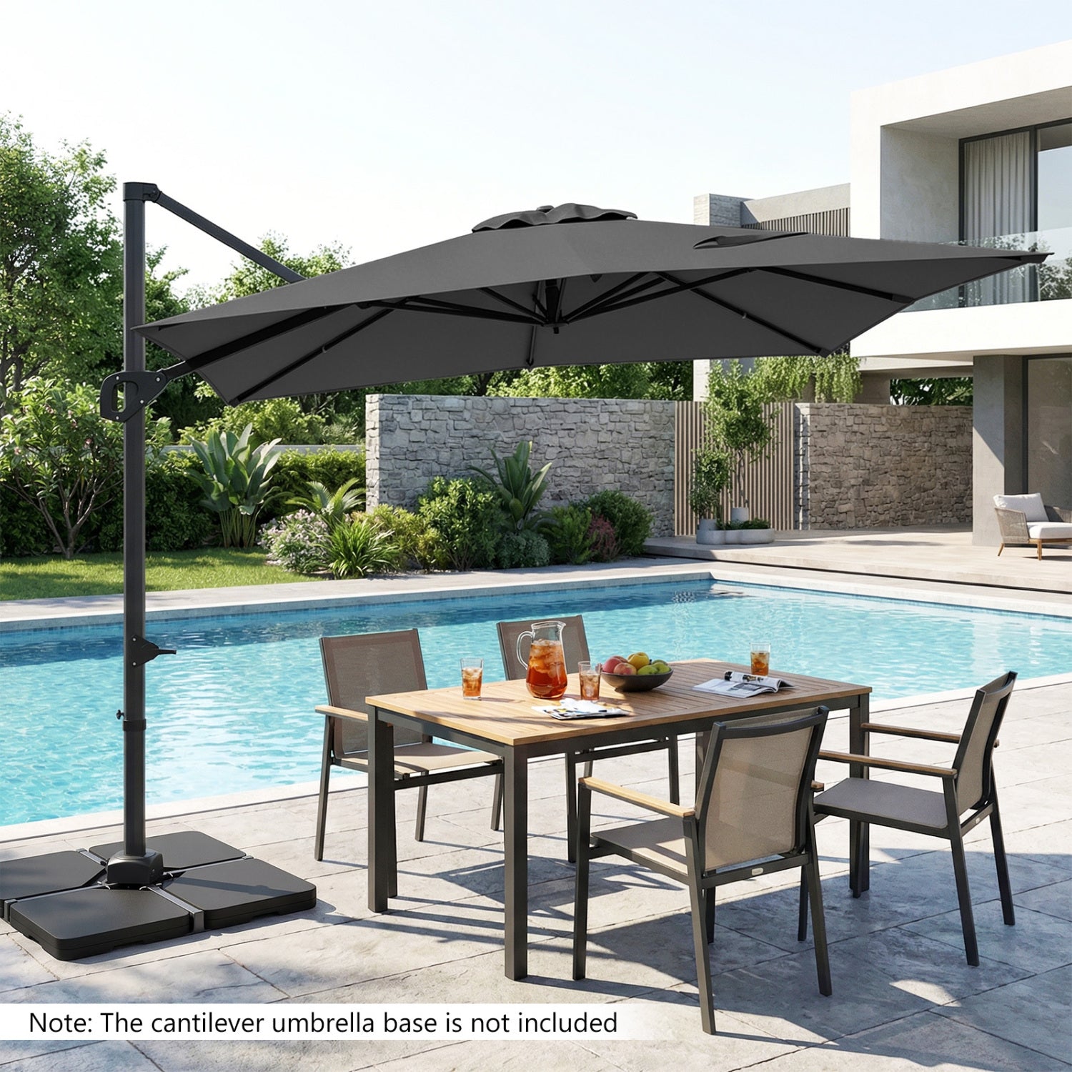 11 x 9 FT Cantilever Patio Umbrella, 360° Rotation, Easy Tilt, Gray Outdoor Umbrellas at Gallery Canada