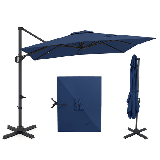 11 x 9 FT Cantilever Patio Umbrella, 360° Rotation, Easy Tilt, Navy Outdoor Umbrellas Navy at Gallery Canada