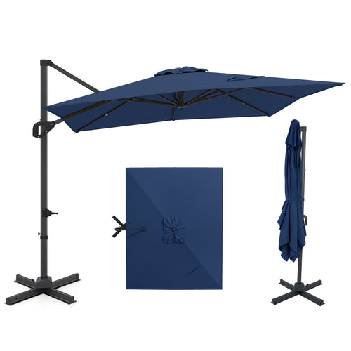 11 x 9 FT Cantilever Patio Umbrella, 360° Rotation, Easy Tilt, Navy