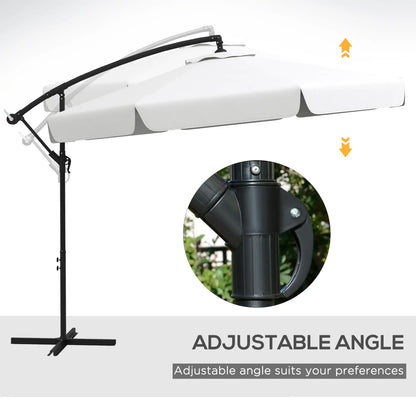 11 FT Cantilever Patio Umbrella, Cross Base, 8 Ribs, Cream White Offset Cantilever Umbrellas at Gallery Canada