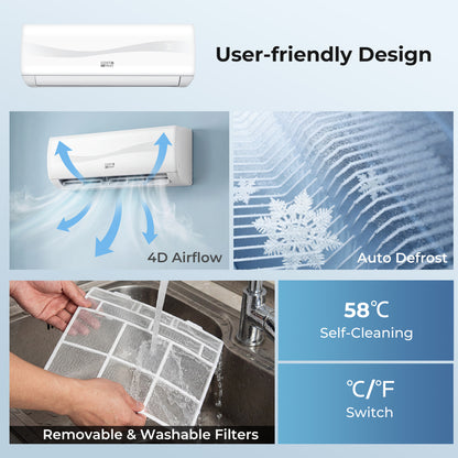 12000 BTU 17 SEER2 208-230V Mini Split AC With Heat Pump Mini Split Air Conditioners at Gallery Canada