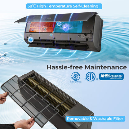 12000 BTU 22 SEER2 115V WiFi Enabled Mini Split AC Compatible with Alexa Gray, Gray Mini Split Air Conditioners at Gallery Canada