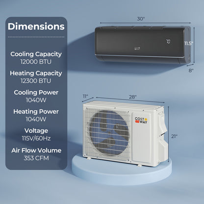 12000 BTU 22 SEER2 Mini Split AC, WiFi Alexa Compatible, Gray Mini Split Air Conditioners at Gallery Canada