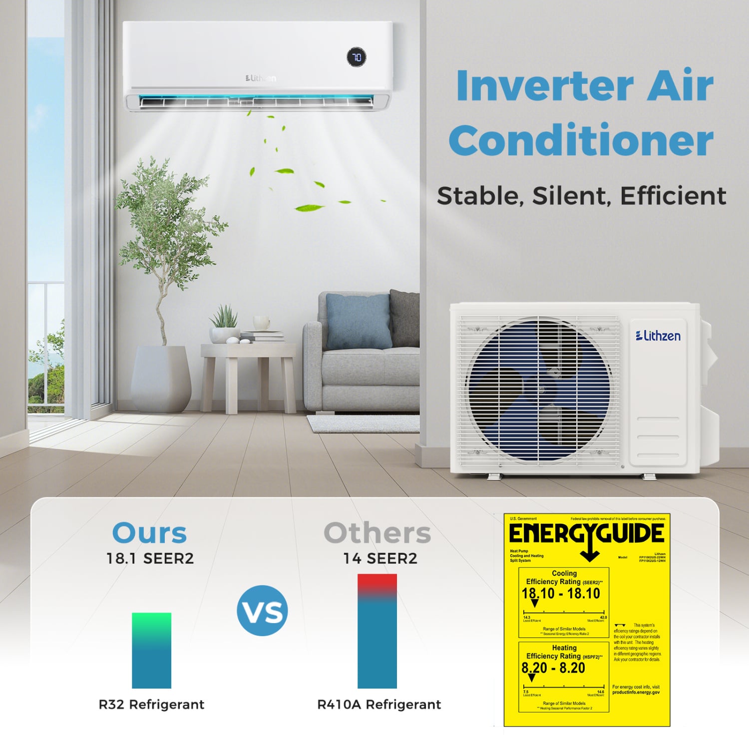 12000 BTU Mini Split, Works At -15℃, White 12000 BTU Mini Split at Gallery Canada