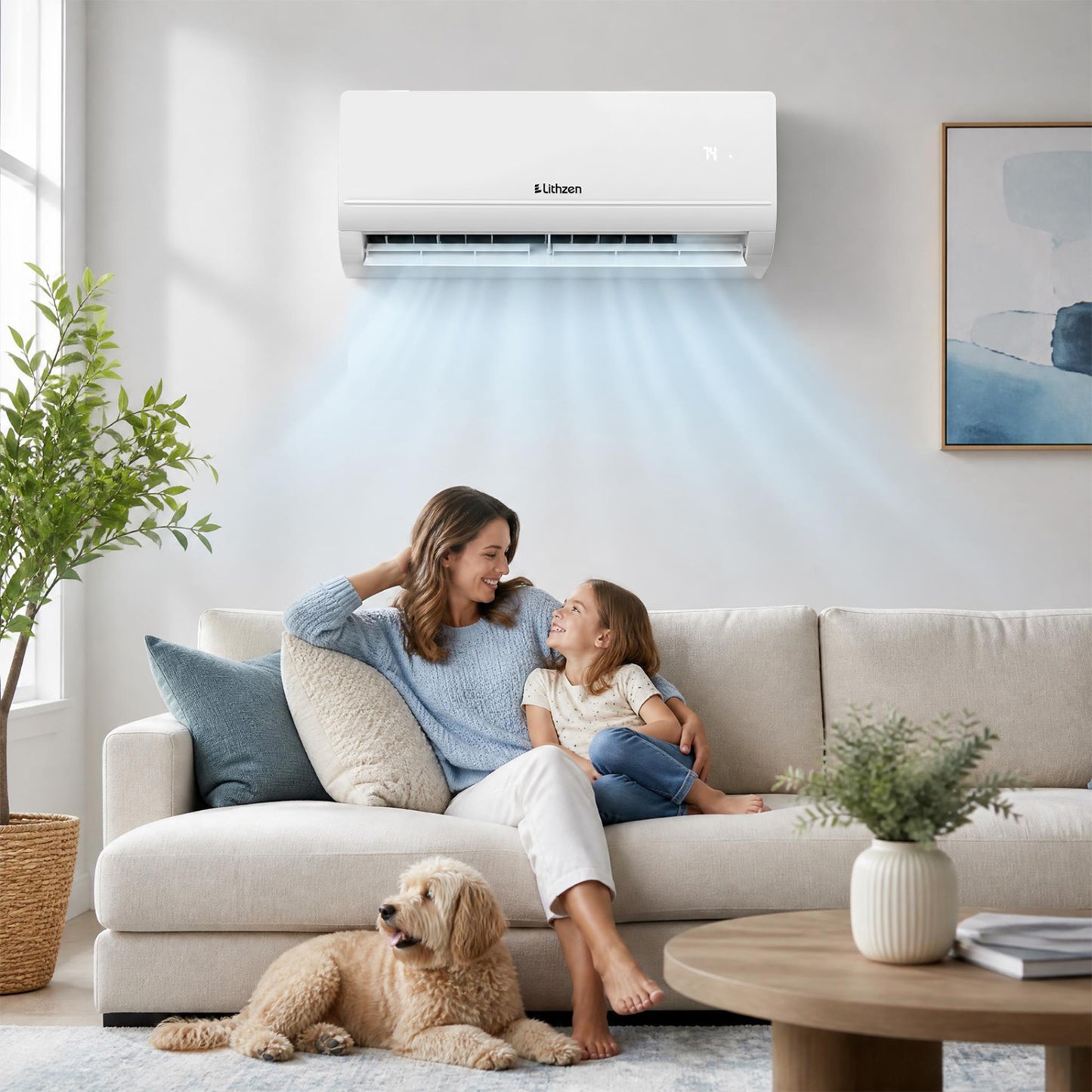 Climatiseur et chauffage mini split 12000 BTU avec WiFi, blanc