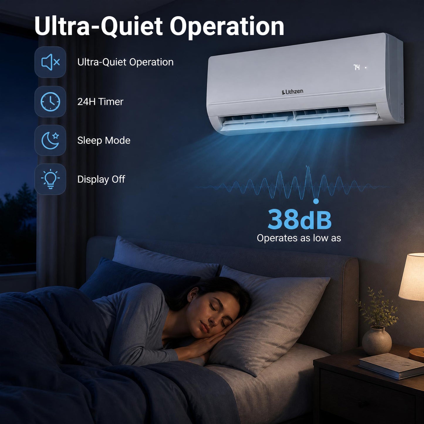 Climatiseur et chauffage mini split 12000 BTU avec WiFi, blanc