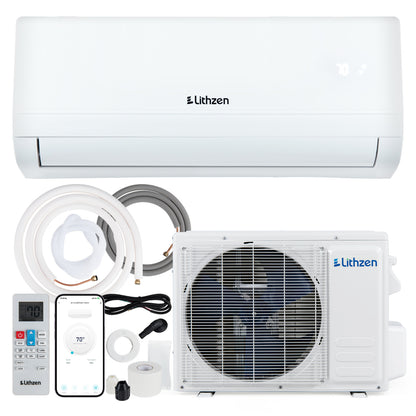 12000 BTU 208-230V 17 SEER2 Mini Split Climatiseur Chauffage WiFi, Blanc