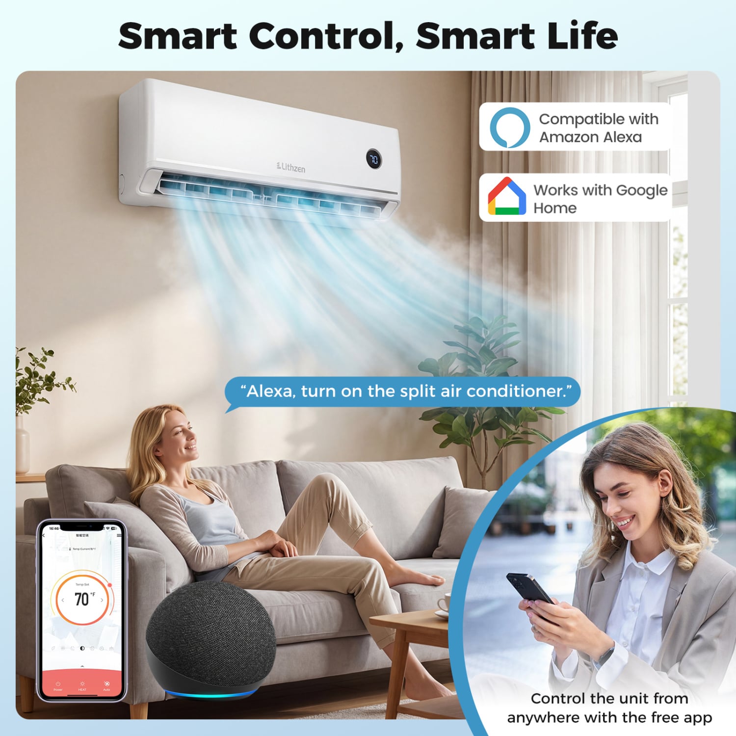 12000 BTU Smart Mini Split AC Heater, Alexa Google Assistant, White 12000 BTU Mini Split at Gallery Canada