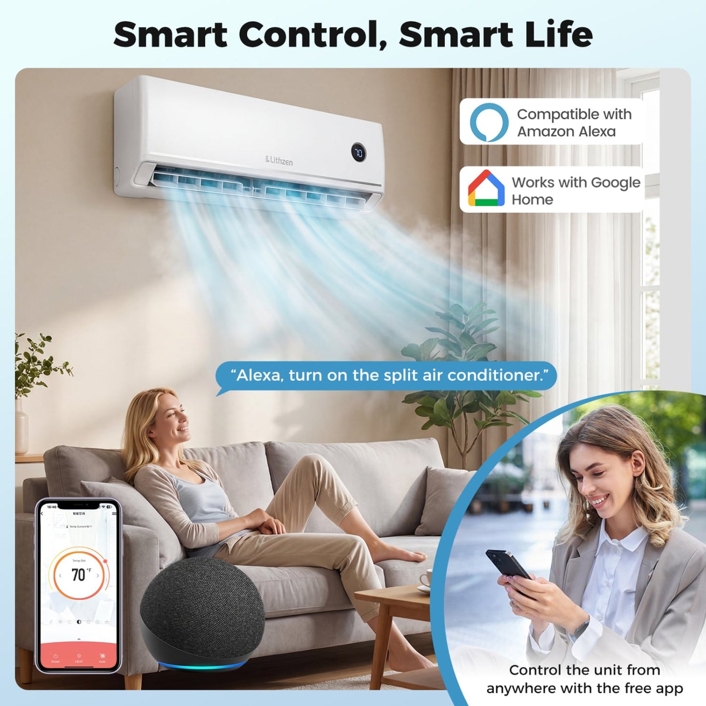 12000 BTU Smart Mini Split AC Heater, Alexa Google Assistant, White 12000 BTU Mini Split at Gallery Canada