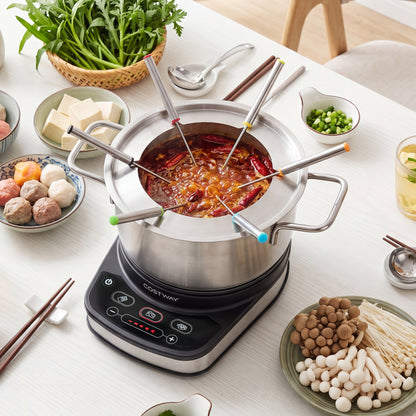 Fondue électrique 1200W, pot amovible de 3 L, 6 fourchettes