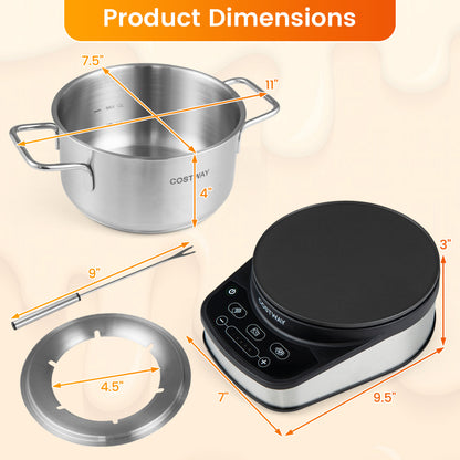 Fondue électrique 1200W, pot amovible de 3 L, 6 fourchettes