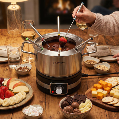 1200W Electric Fondue Set, Removable Pot, 6 Forks
