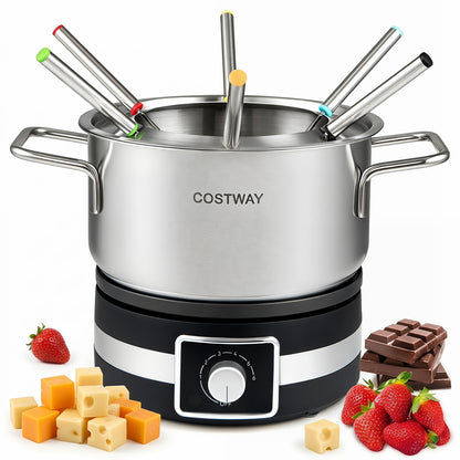 1200W Electric Fondue Set, Removable Pot, 6 Forks