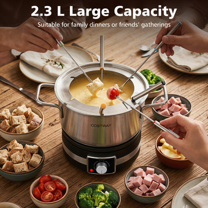 1200W Electric Fondue Set, Removable Pot, 6 Forks