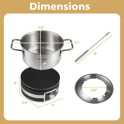 1200W Electric Fondue Set, Removable Pot, 6 Forks