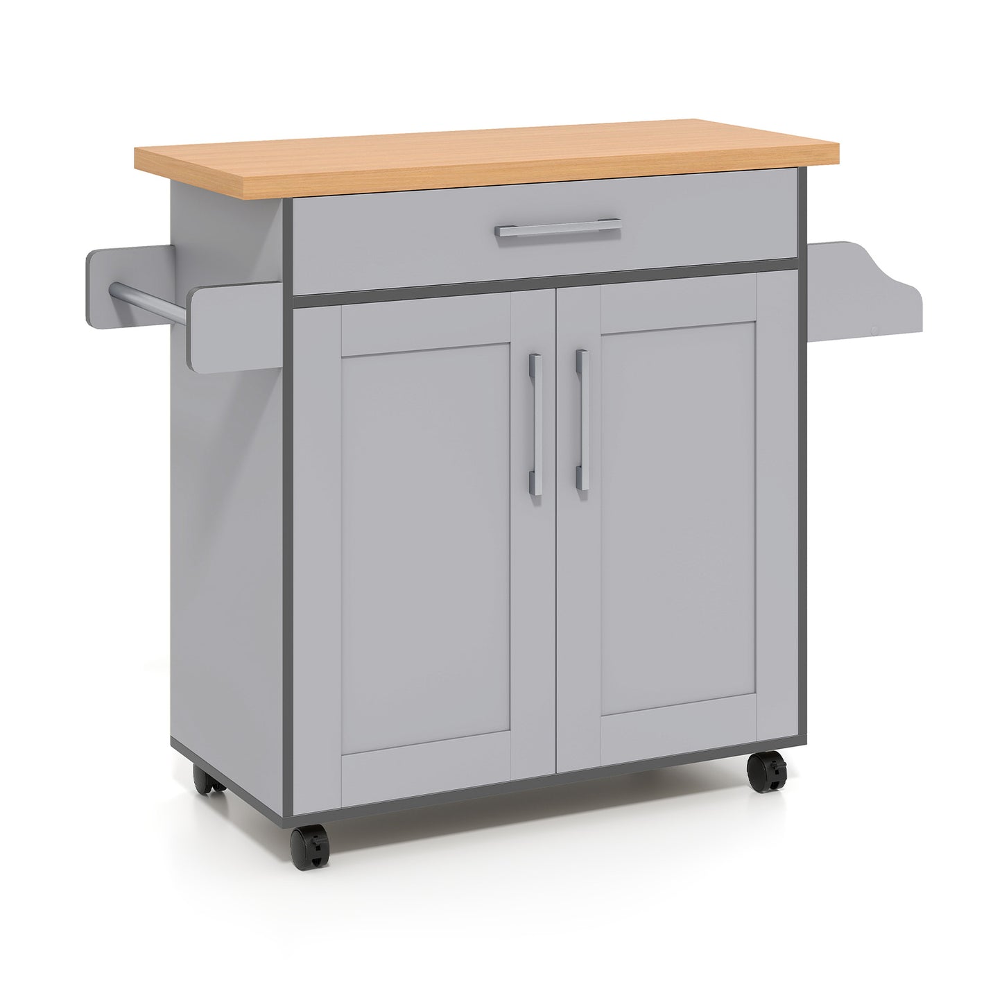 Rolling Kitchen Island Cart with Towel and Spice Rack, Gray Kitchen Islands & Carts at Gallery Canada