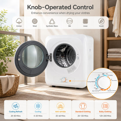 1.5 Cu.ft Sèche-linge portable, 850W, 5 modes, Blanc