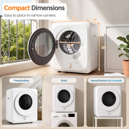 1.5 Cu.ft Sèche-linge portable, 850W, 5 modes, Blanc