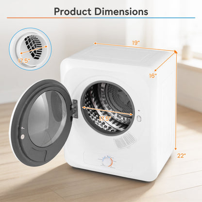 1.5 Cu.ft Sèche-linge portable, 850W, 5 modes, Blanc