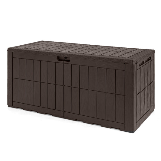 120 Gal Outdoor Deck Box with Lid, Brown Sheds & Outdoor Storage Brown at Gallery Canada