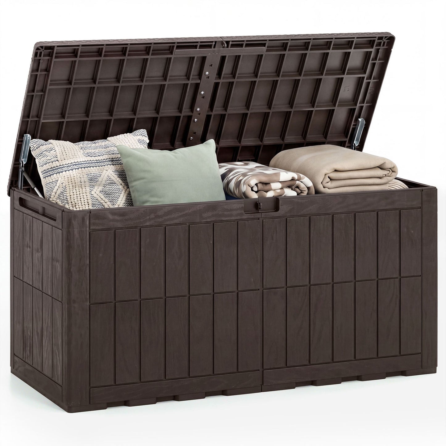 120 Gal Outdoor Deck Box with Lid, Brown Sheds & Outdoor Storage at Gallery Canada