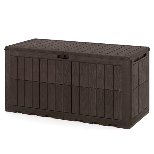120 Gal Outdoor Deck Box with Lid, Brown Sheds & Outdoor Storage Brown at Gallery Canada