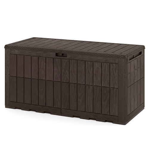 120 Gal Outdoor Deck Box with Lid, Brown