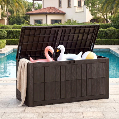 120 Gal Outdoor Deck Box with Lid, Brown Sheds & Outdoor Storage at Gallery Canada