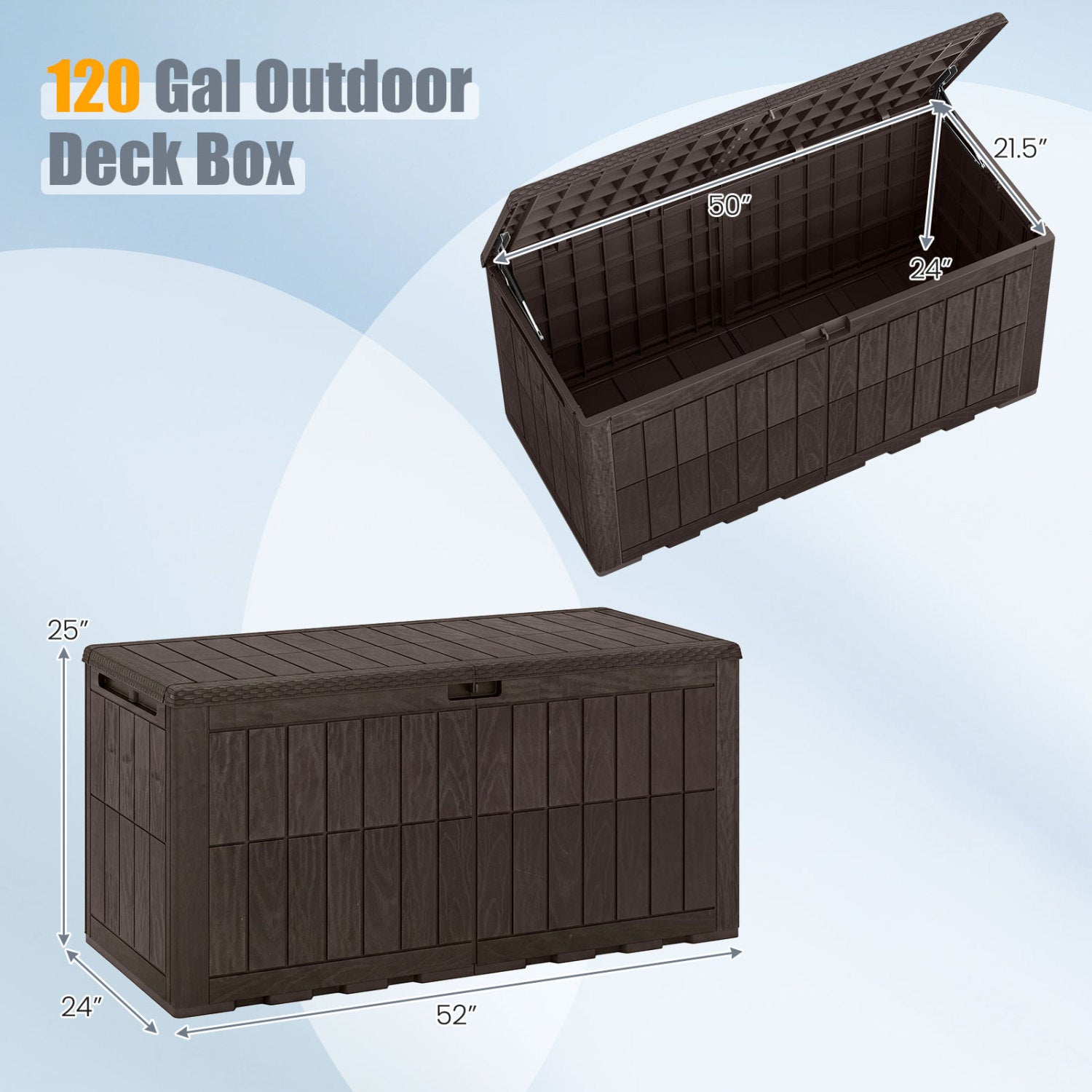 120 Gal Outdoor Deck Box with Lid, Brown Sheds & Outdoor Storage at Gallery Canada