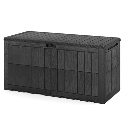 120 Gal Outdoor Deck Box, Garden Tools Storage, Black