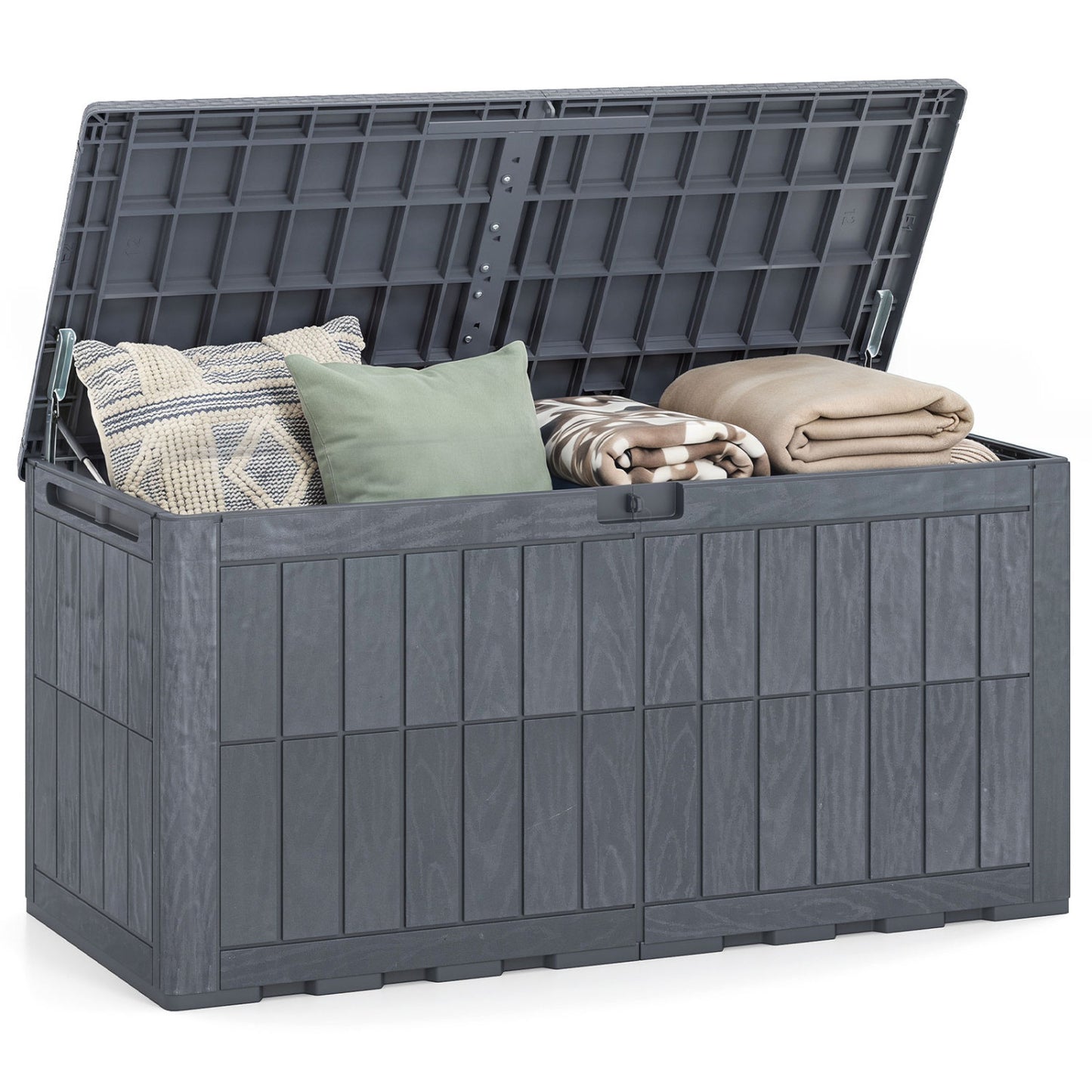 120 Gal Outdoor Deck Box with Lid, Gray Sheds & Outdoor Storage at Gallery Canada