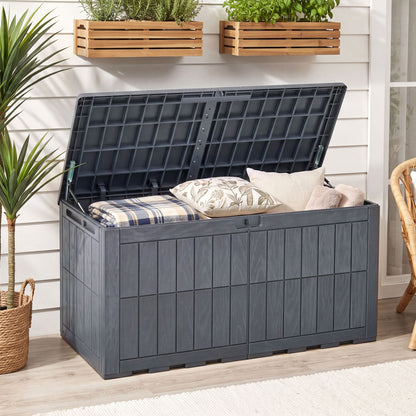 120 Gal Outdoor Deck Box with Lid, Gray Sheds & Outdoor Storage at Gallery Canada