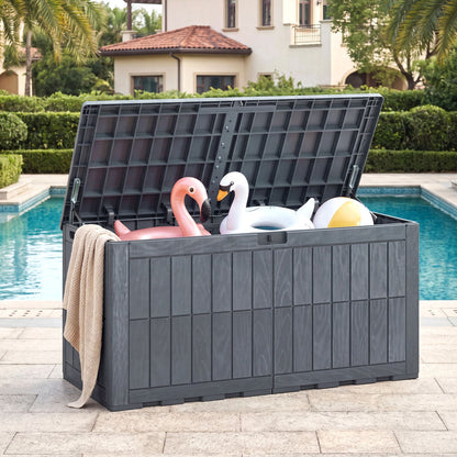 120 Gal Outdoor Deck Box with Lid, Gray Sheds & Outdoor Storage at Gallery Canada