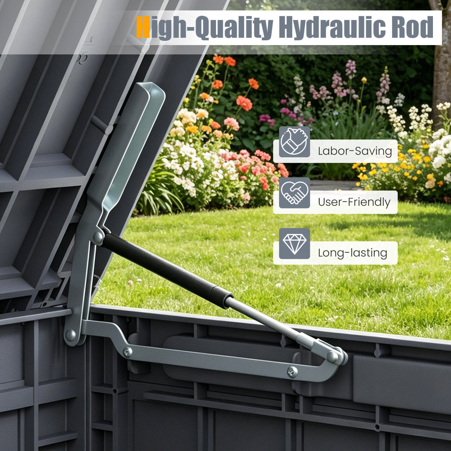 120 Gal Outdoor Deck Box with Lid, Gray Sheds & Outdoor Storage at Gallery Canada