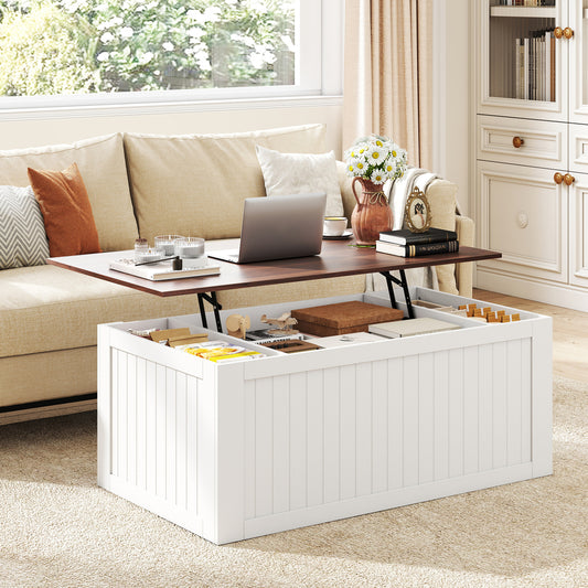 120 cm Lift Top Coffee Table, Barn Doors, White Coffee Tables White at Gallery Canada