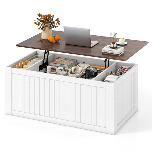 120 cm Lift Top Coffee Table, Barn Doors, White Coffee Tables White at Gallery Canada