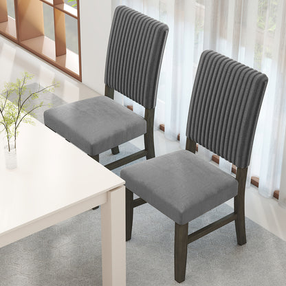 Dining Chair Set of 2 Mid-Century Modern Velvet Fabric Upholstered Chairs-Grey, Gray Dining Chairs at Gallery Canada