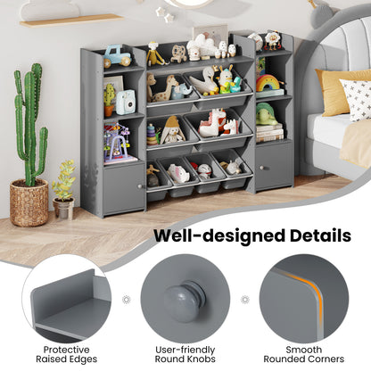 56 inch Large Toy Storage Organizer with 8 Removable Bins and Bookshelf, Gray Kids Storage at Gallery Canada