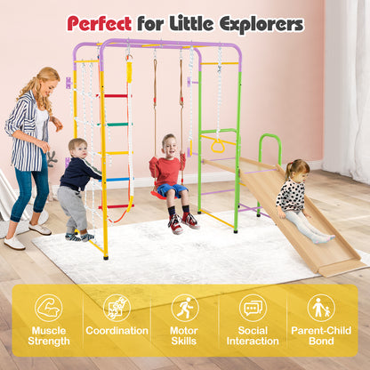 Metal Indoor Jungle Gym 8-in-1 Climbing Playset with Monkey Bars, Multicolor Climbers & Slides at Gallery Canada