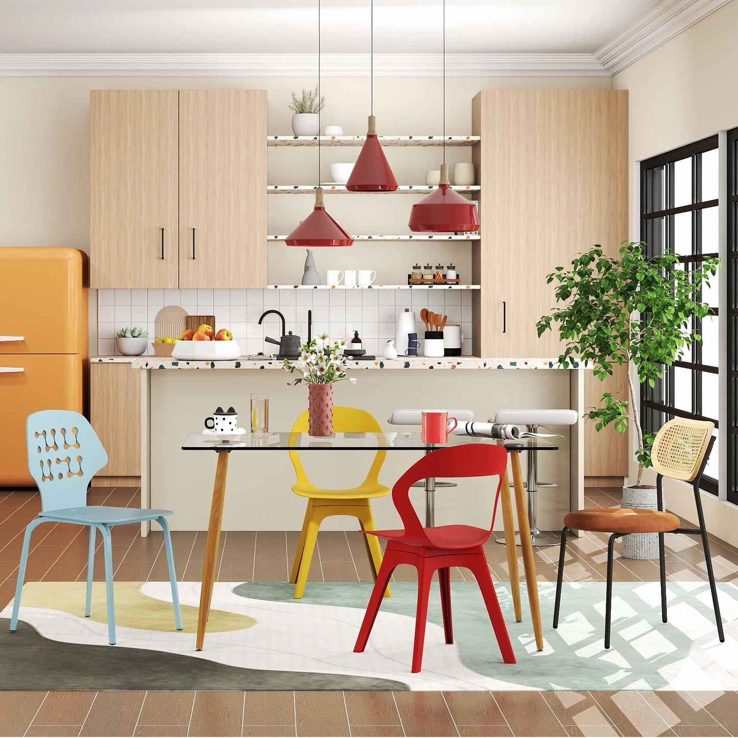 Modern Dining Set, 4-Piece, Glass Table, Chairs, Bar Stools, Dresser Dining Room Sets at Gallery Canada