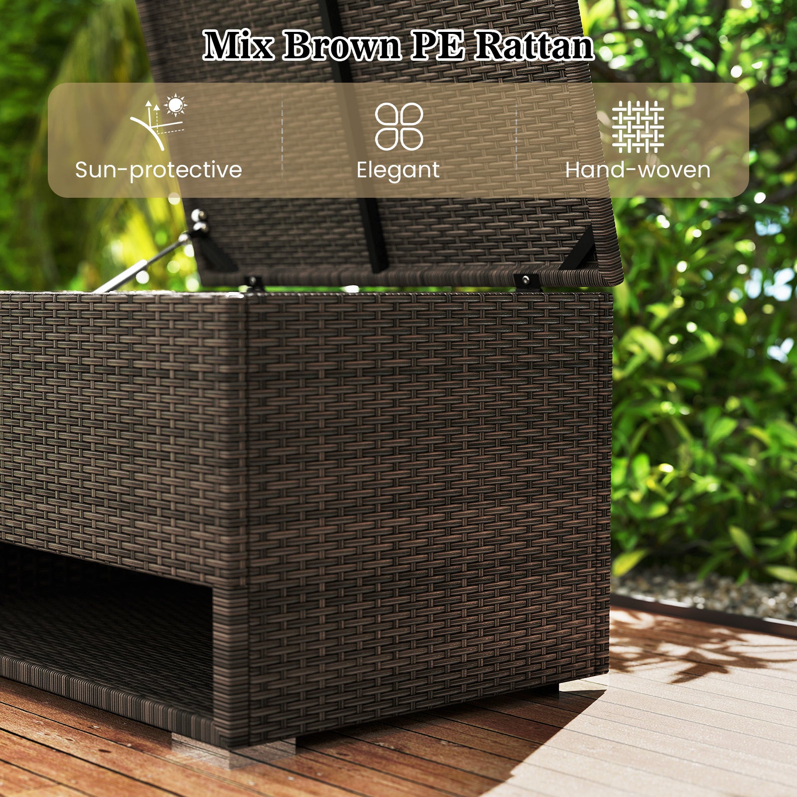 PE Rattan Storage Bin with Waterproof Liner for Patio Cushions, Brown Sheds & Outdoor Storage at Gallery Canada