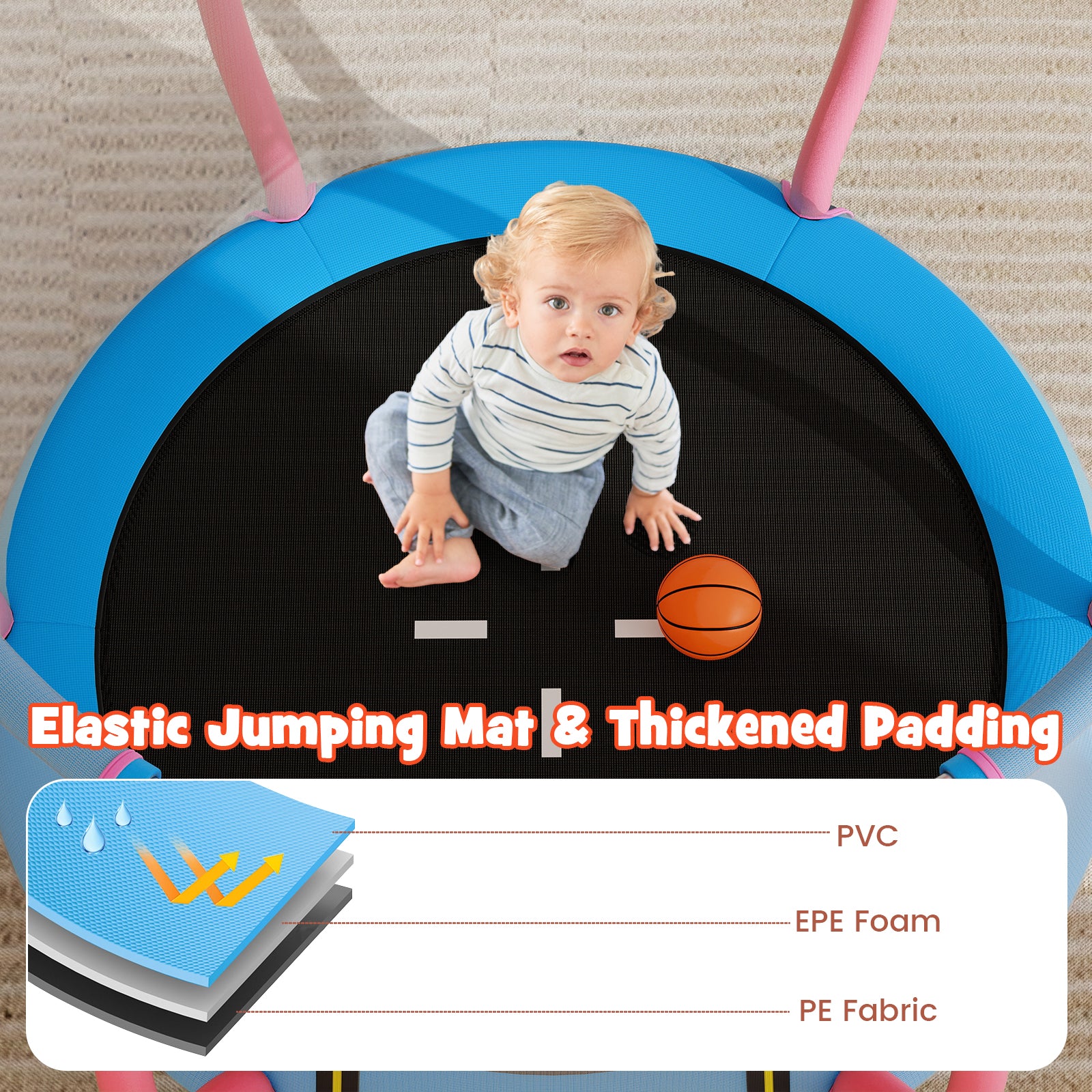 Kids Trampoline Indoor & Outdoor Pumpkin Trampoline, Pink Trampolines at Gallery Canada