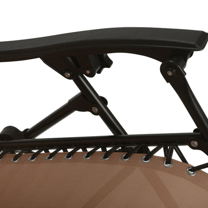 Chaise longue pliante 2 pièces avec zéro gravité, marron