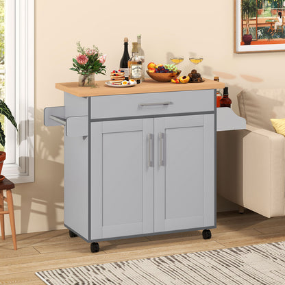 Rolling Kitchen Island Cart with Towel and Spice Rack, Gray Kitchen Islands & Carts at Gallery Canada