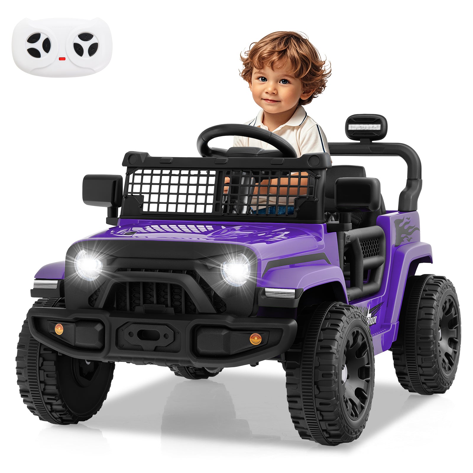 12V Kids Ride on Truck Car Battery Powered Electric Vehicle, Purple Powered Ride On Toys at Gallery Canada