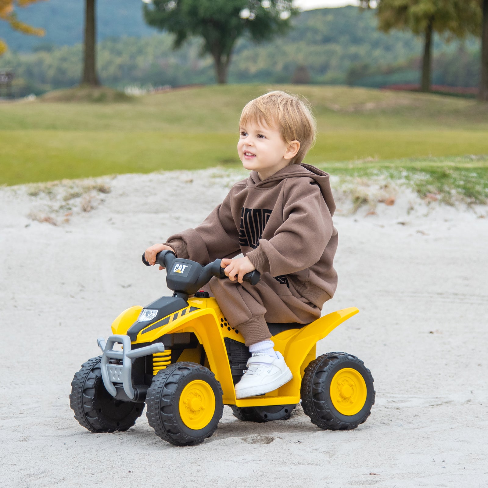 6V Kids Ride on ATV CAT-Licensed with Horn Sound for 18-36 Months Old, Yellow Powered Ride On Toys at Gallery Canada