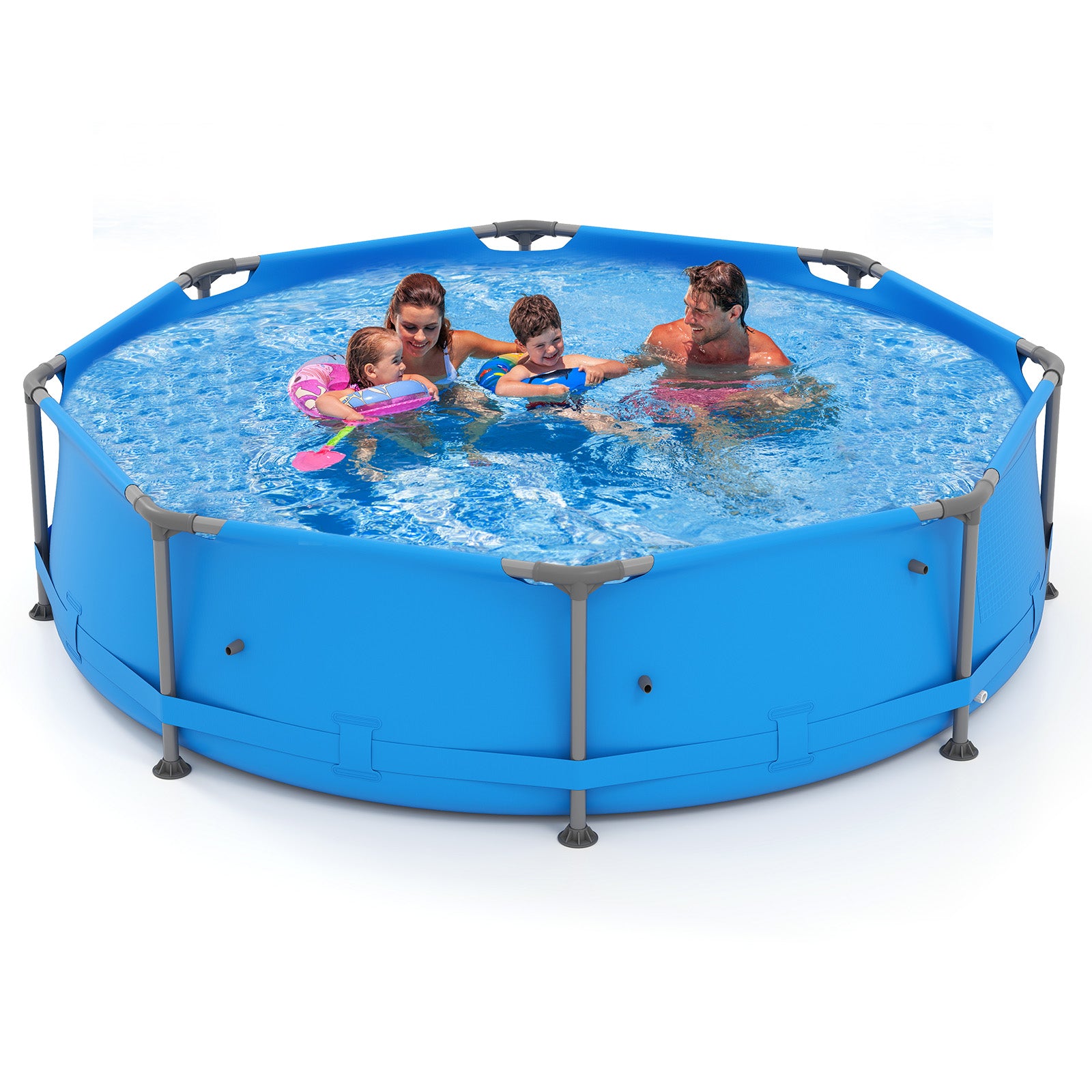 690/978/1158/1617 Gal Outdoor Family Swimming Pool with Metal Frame-10 x 10 ft, Blue Swimming Pools at Gallery Canada