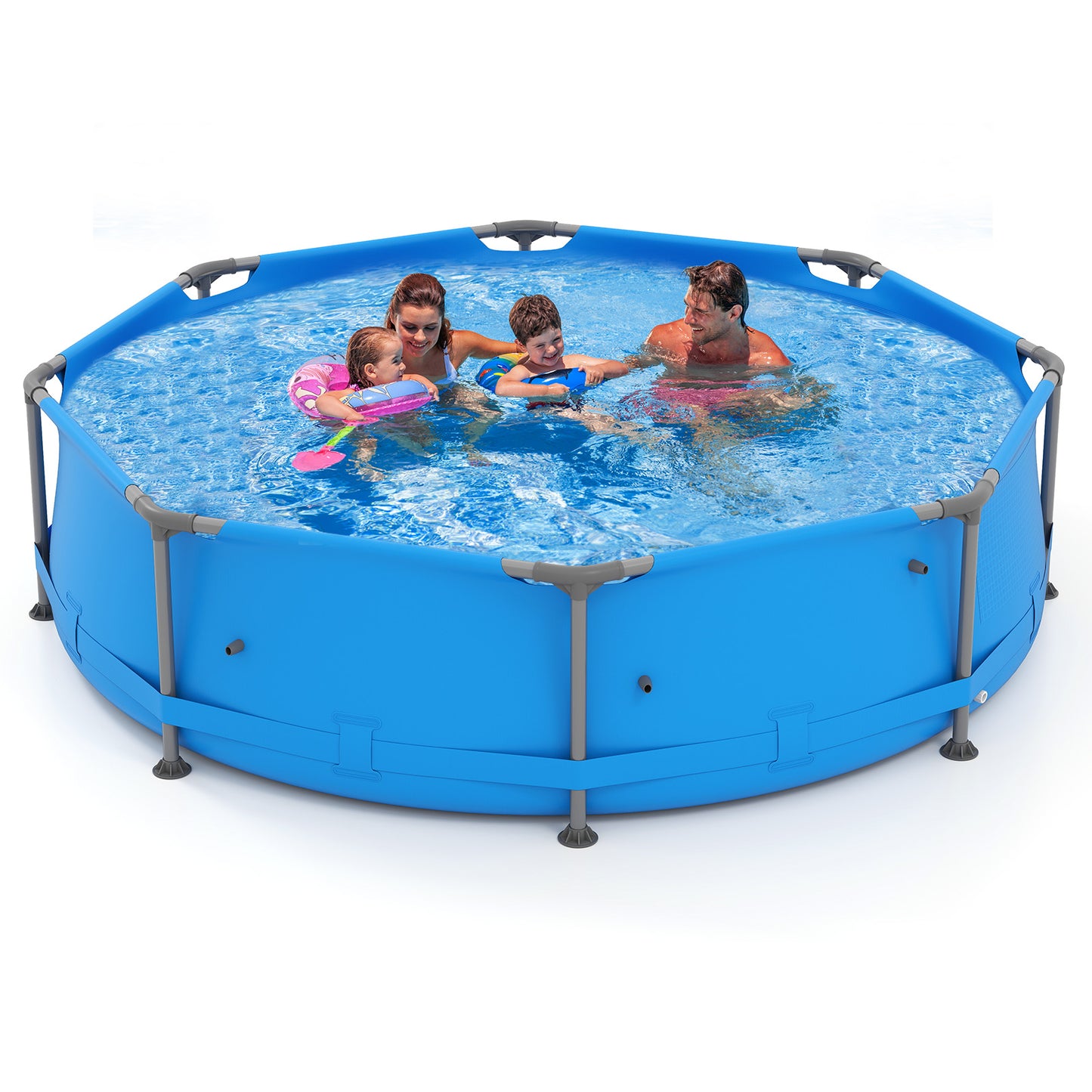 690/978/1158/1617 Gal Outdoor Family Swimming Pool with Metal Frame-10 x 10 ft, Blue Swimming Pools at Gallery Canada