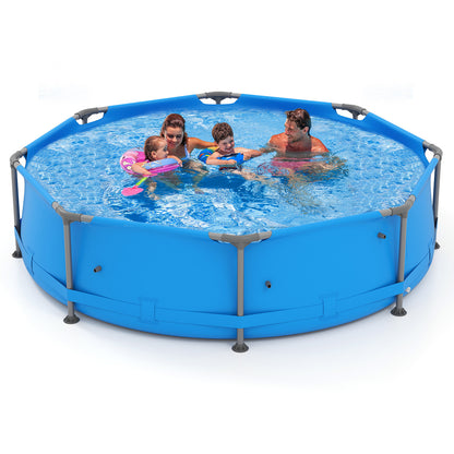 690/978/1158/1617 Gal Outdoor Family Swimming Pool with Metal Frame-10 x 10 ft, Blue Swimming Pools at Gallery Canada