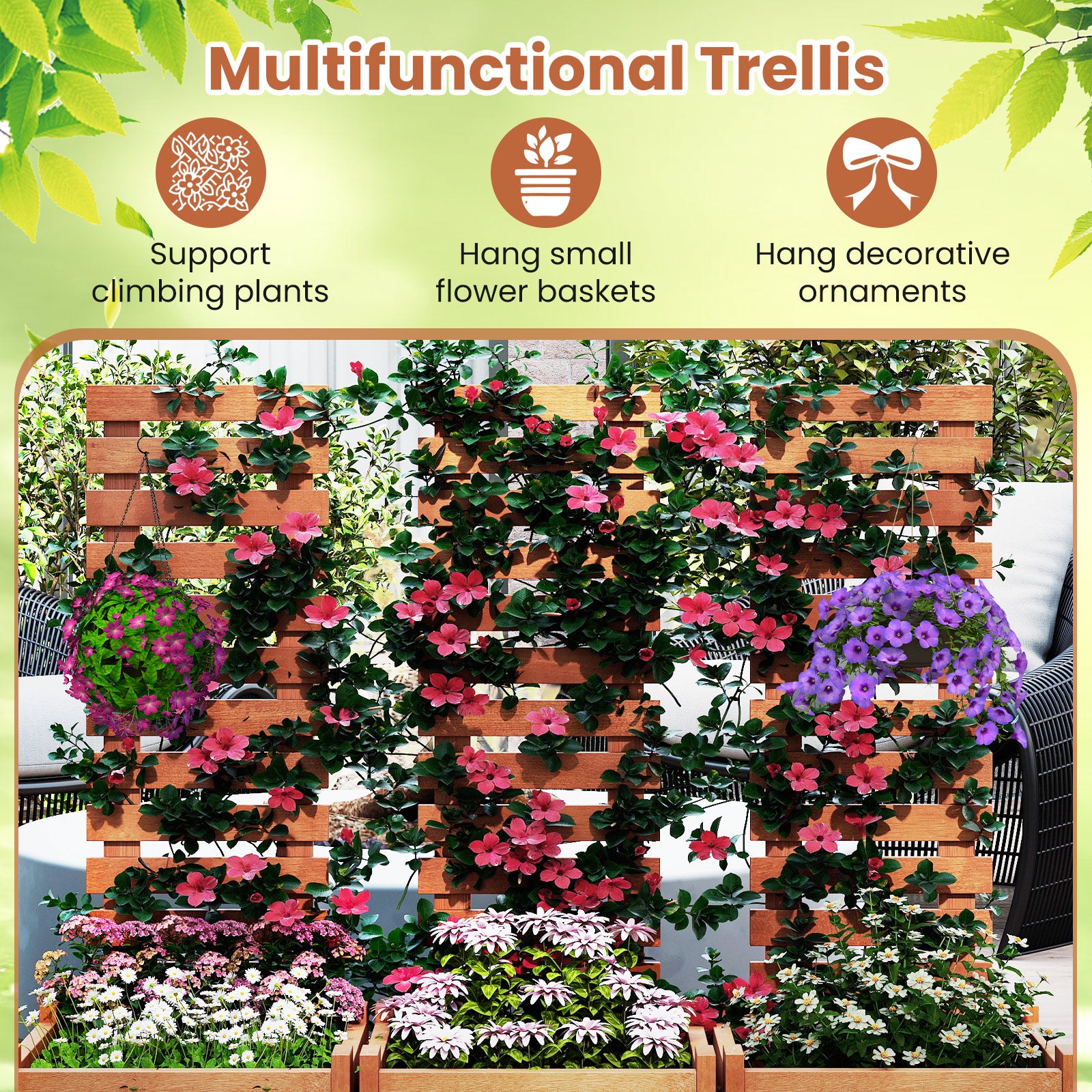 Outdoor Wooden Raised Garden Bed with Trellis, Natural Raised Garden Beds at Gallery Canada